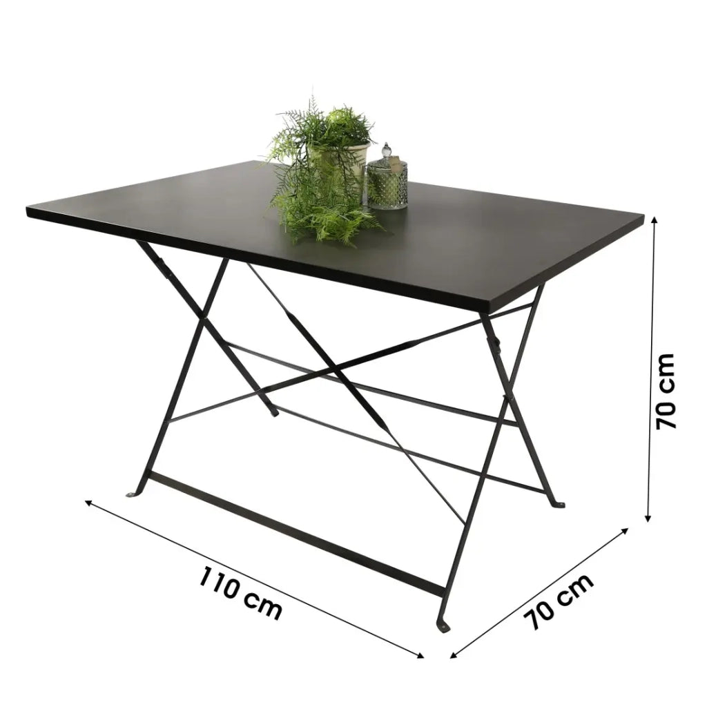 Tavolo da giardino rettangolare pieghevole – 110x70x70 cm – Metallo grigio – Pratico e resistente