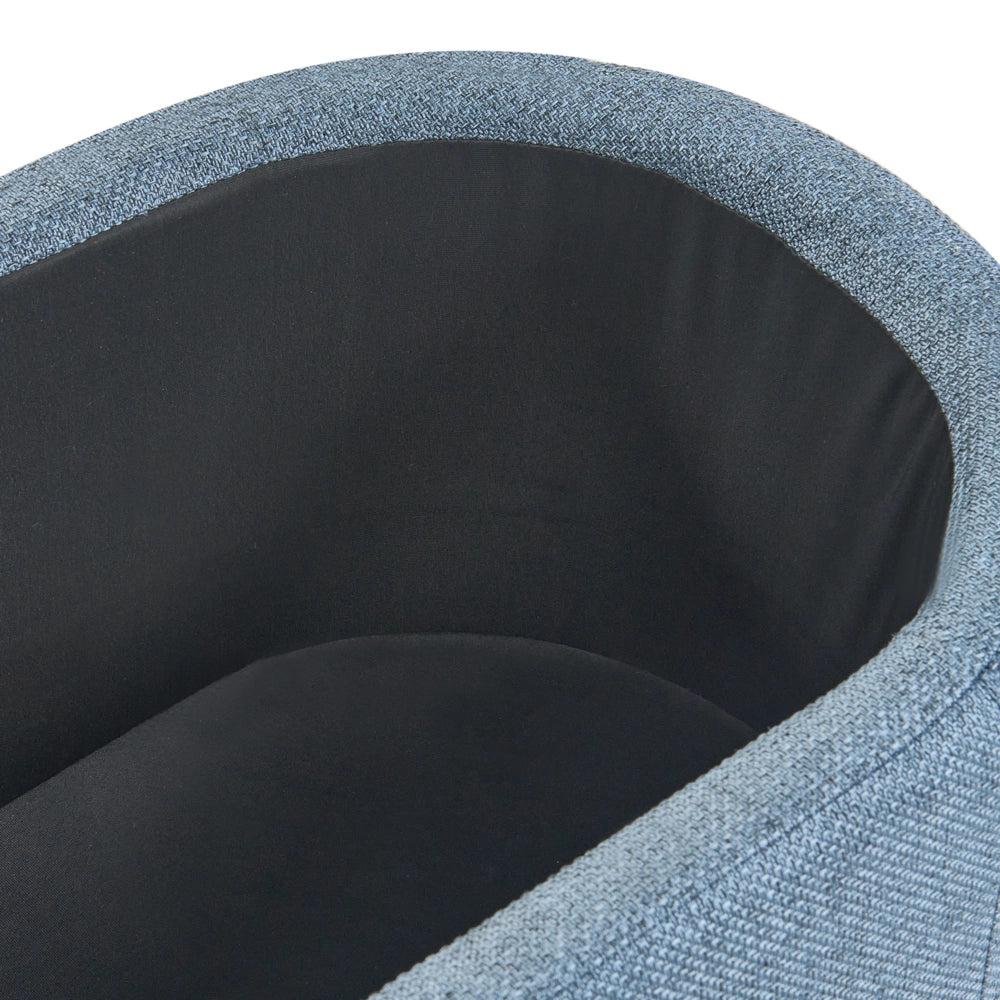 Panca contenitore in tessuto blu con finitura idrorepellente Pouf imbottito con contenitore Seduta per corridoio