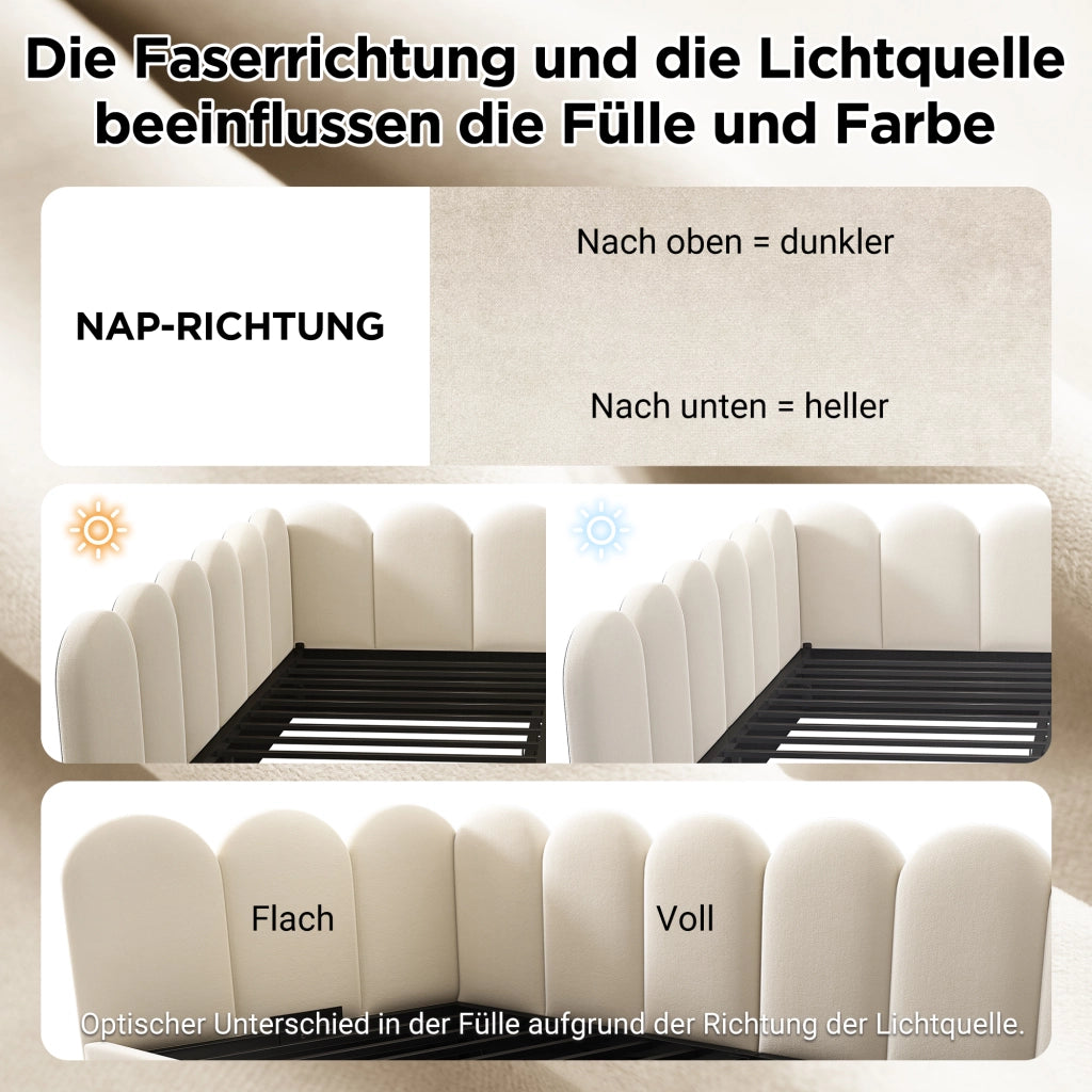 Daybett con funzione divano letto velluto beige 90x200 cm