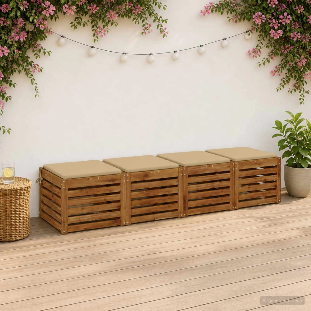 Cuscini per Sedia in 4 Pezzi SOEST 4 pz 100% Poliestere Beige 944424