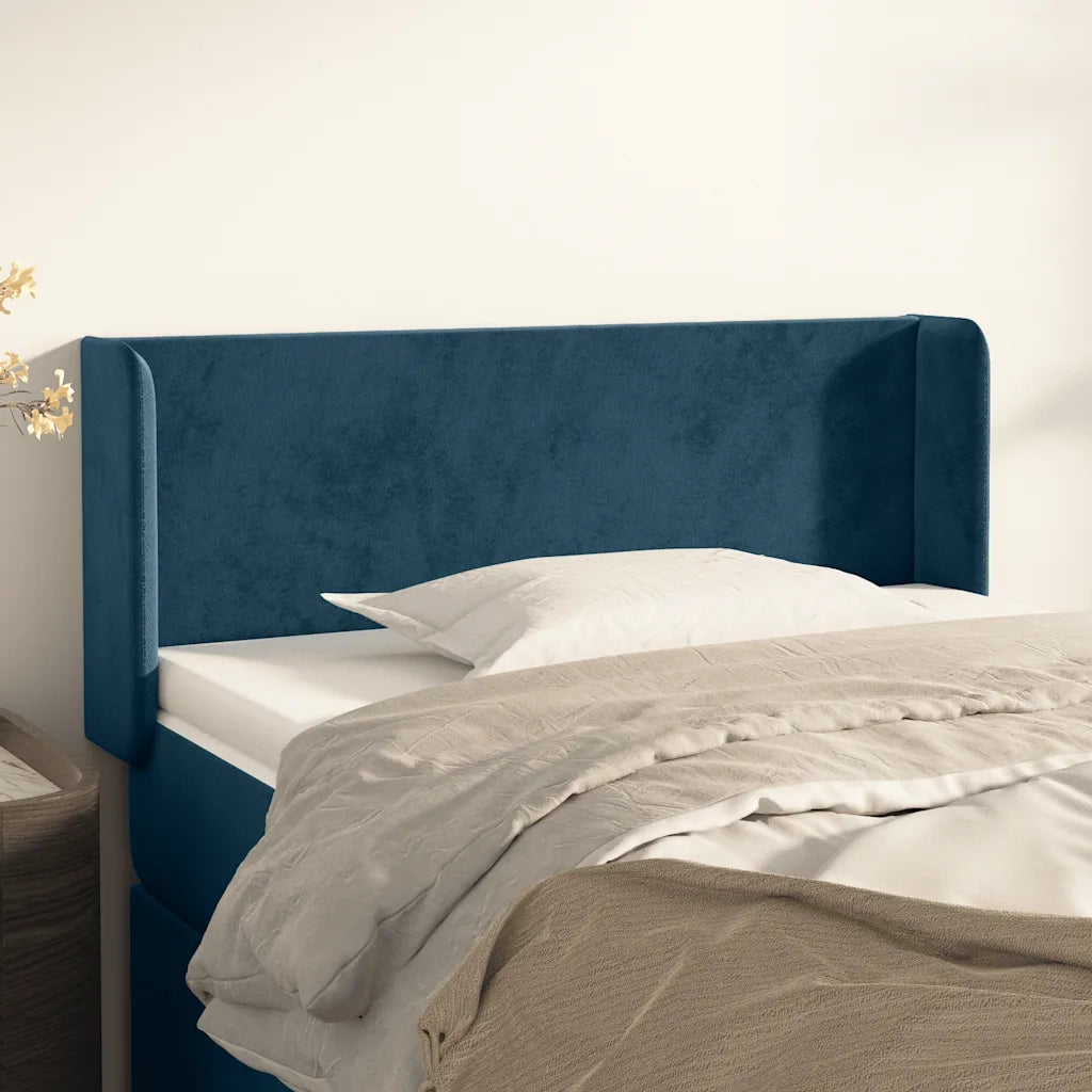 Testiera ad Orecchio-Testata con Orecchie Blu Scuro 103x16x78/88 cm in Velluto 263604