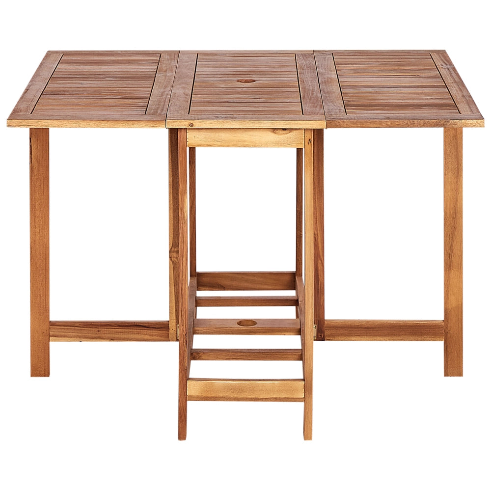Set da pranzo da giardino Tavolo rettangolare in legno massiccio di acacia chiaro 4 sedie da esterno pieghevoli in stile rustico design moderno