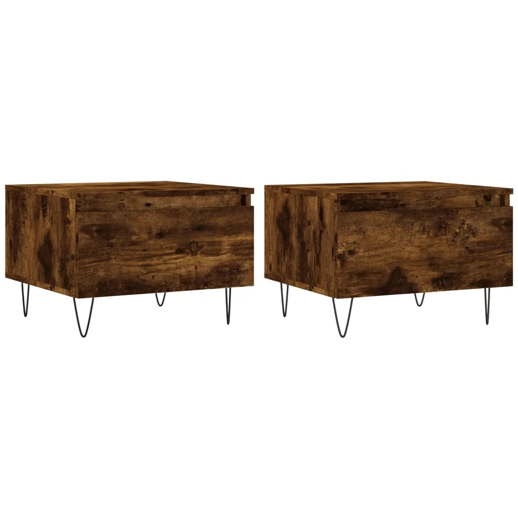 2 pz Tavolini salotto | Tavolino da caff¨¨ | Tavolino da Soggiorno Rovere Fumo 50x46x35 cm Legno Multistrato
