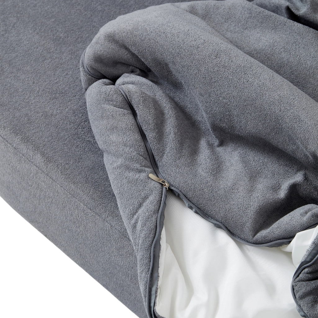 Divano letto pieghevole in flanella con schiuma ad alta densità e coperta grigio chiaro 131 × 32 × 32 cm