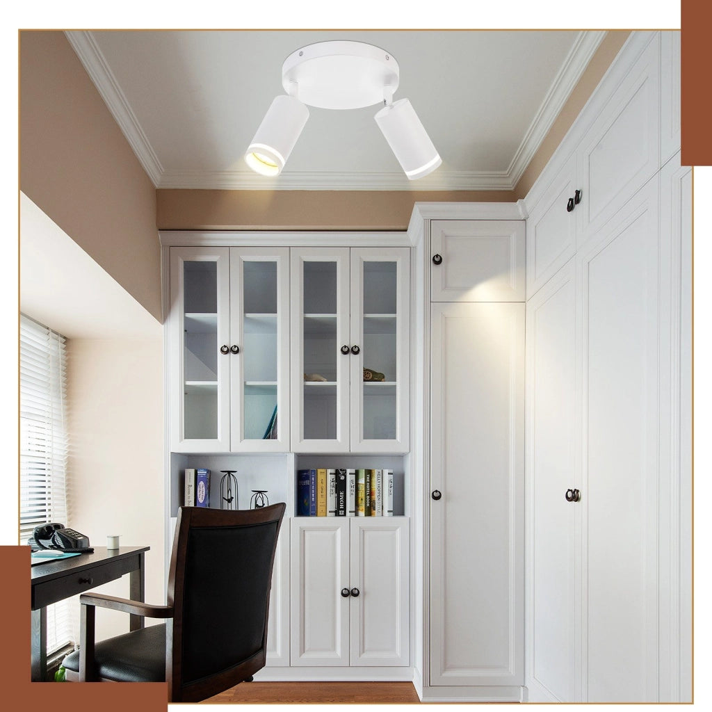 ZMH Faretto da soffitto Rotondo Bianco 2 Luci GU10 Orientabile da Interno in Metallo per Corridoio Senza Lampadine