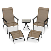 Set da 5 pezzi di sedie adirondack con poggiapiedi e tavolino laterale per esterno-Set di mobili da conversazione per patio Caff¨¨