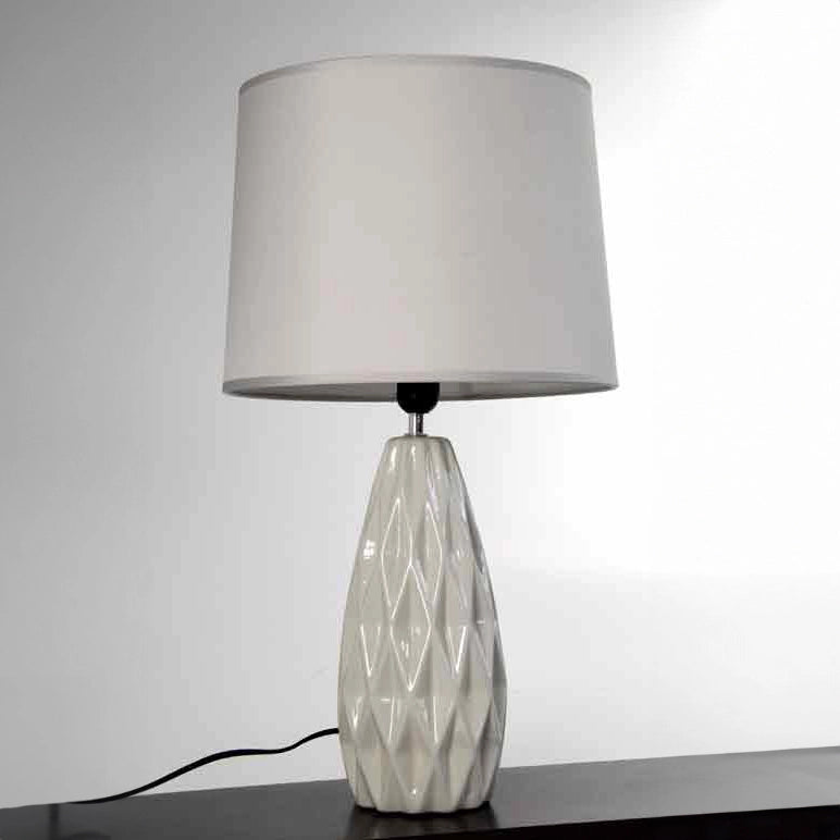 LAMPADA DA TAVOLO CON BASE IN CERAMICA 34X34X62.5 IN COLORE TORTORA