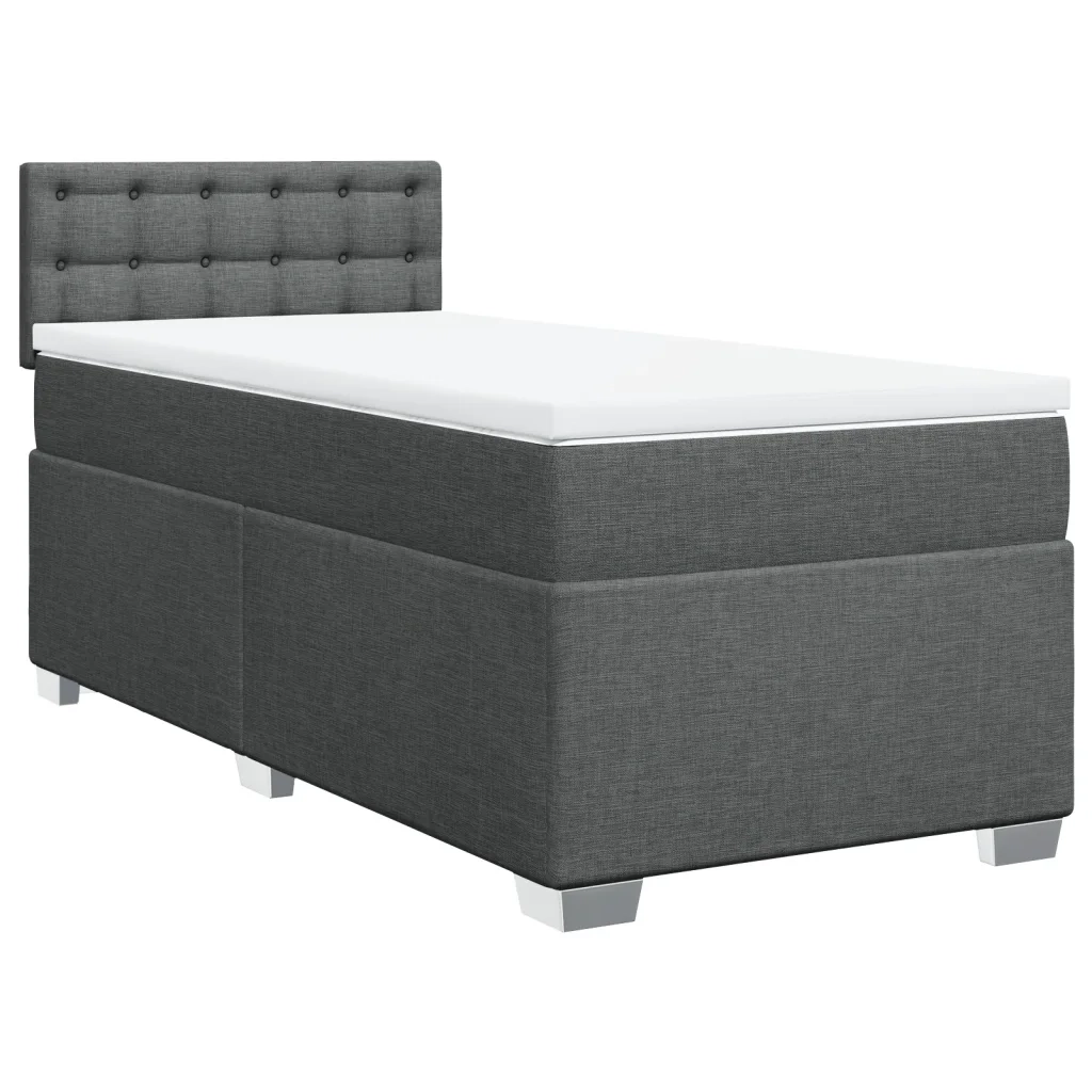 Giroletto a Molle con Materasso Grigio Scuro 100x200 cm Tessuto 3285814