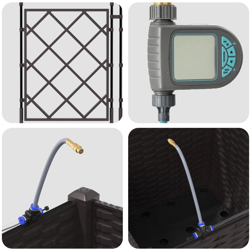 Fioriere da Giardino con Sistema di Irrigazione Brown