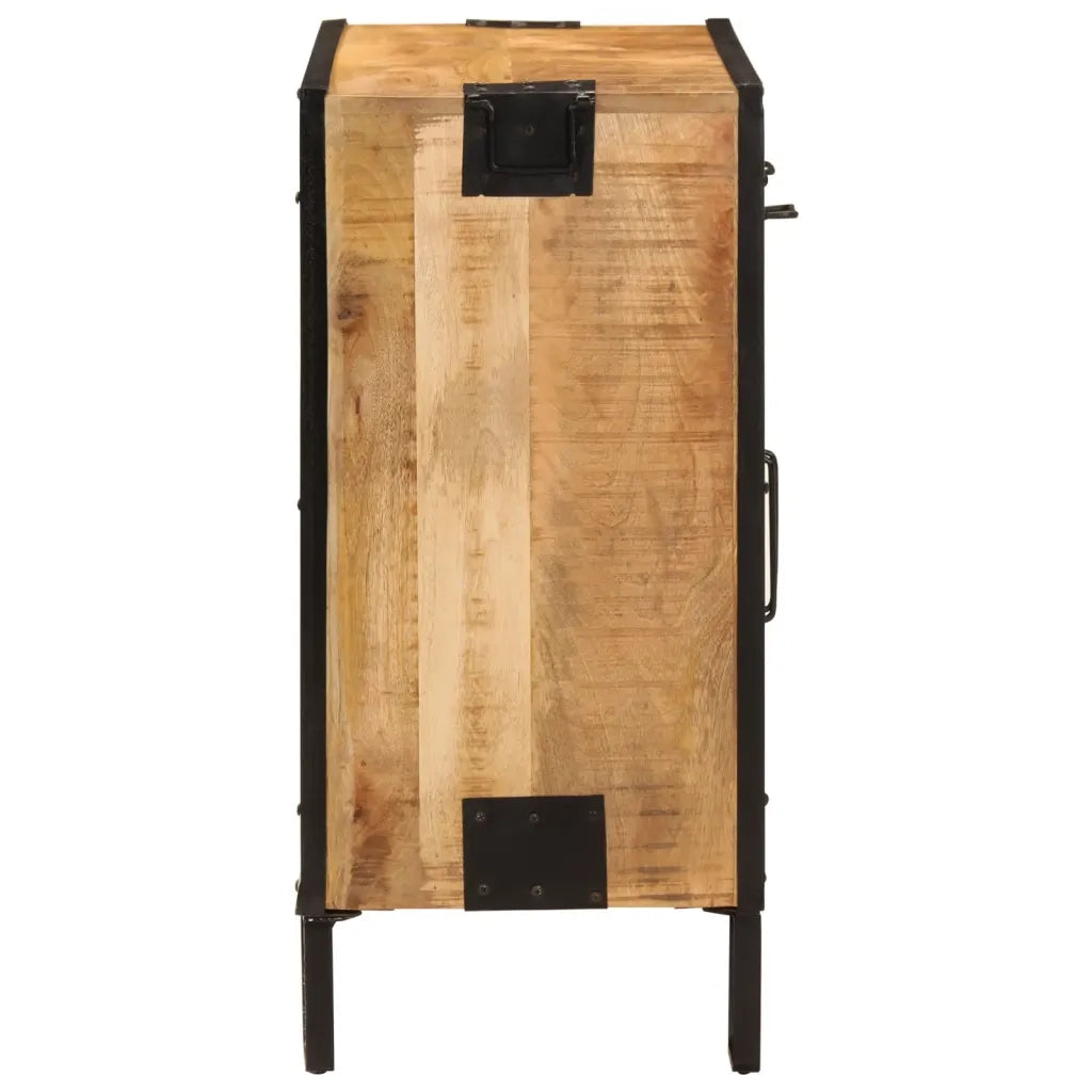 Credenza 80x31x66 cm in Legno Grezzo Massello Mango e Metallo 355843