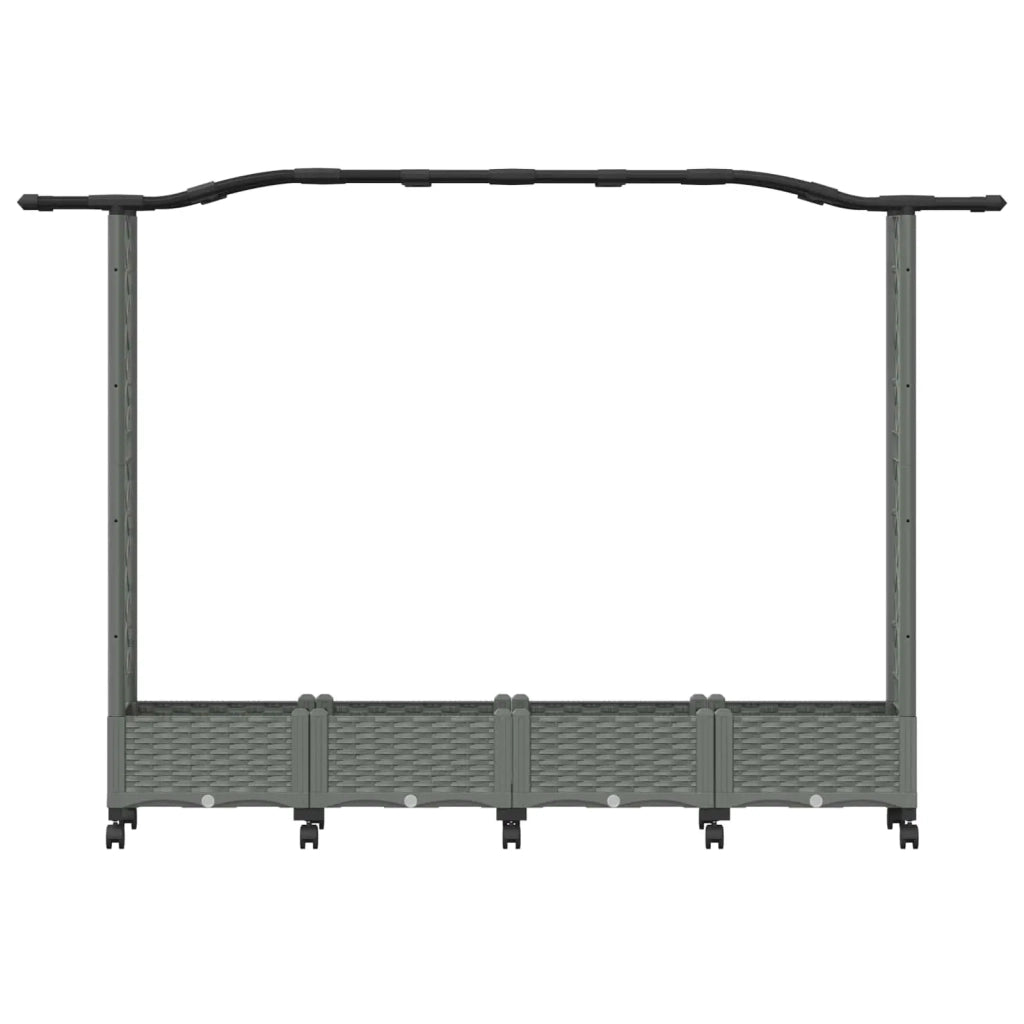 Letto Rialzato con Griglia e Tetto Grigio Chiaro PP 3423151