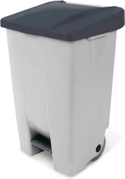 Contenitore di Rifiuti 80 Litri con Coperchio e Fessure di Ventilazione - Grigio Nero