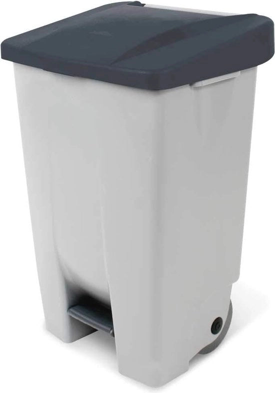 Contenitore di Rifiuti 80 Litri con Coperchio e Fessure di Ventilazione - Grigio Nero