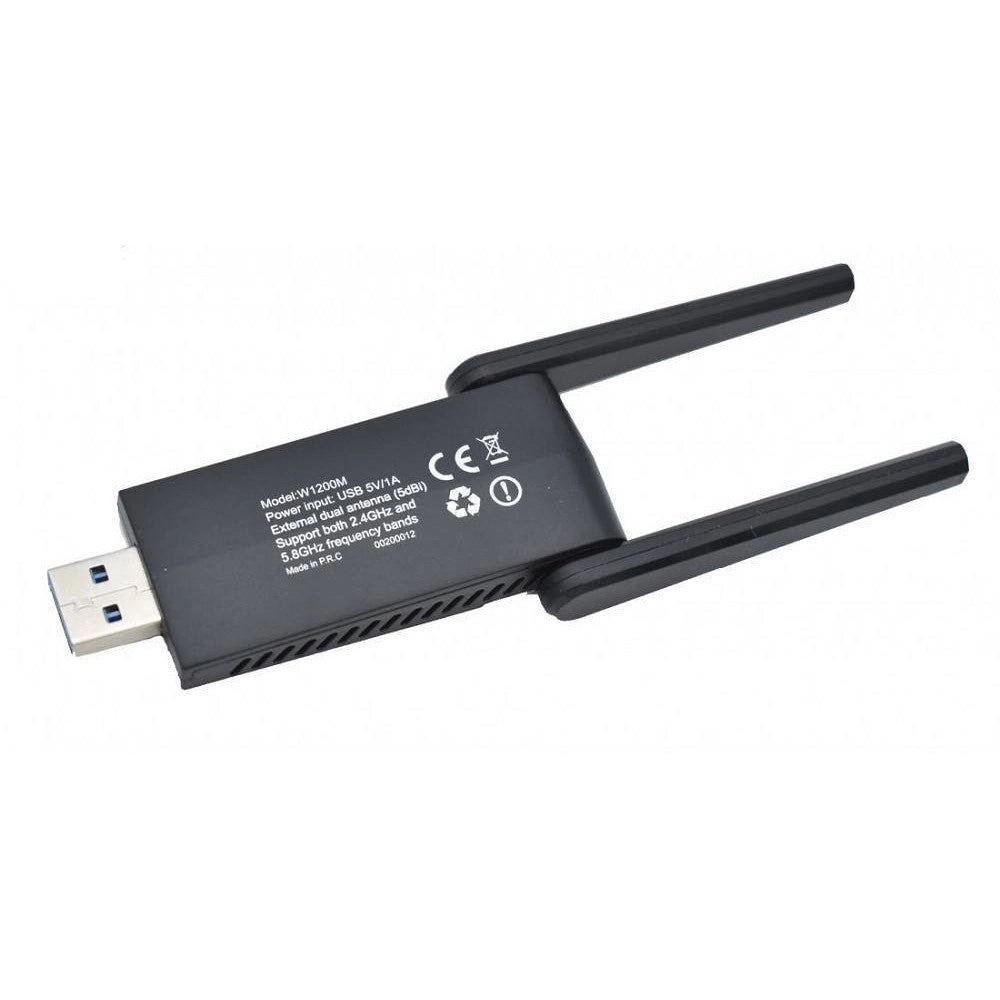 Trade Shop - Adattatore Scheda Di Rete Usb 3.0 Wifi Dual Band 1200m Amplificata 5 Dbi W1200m -