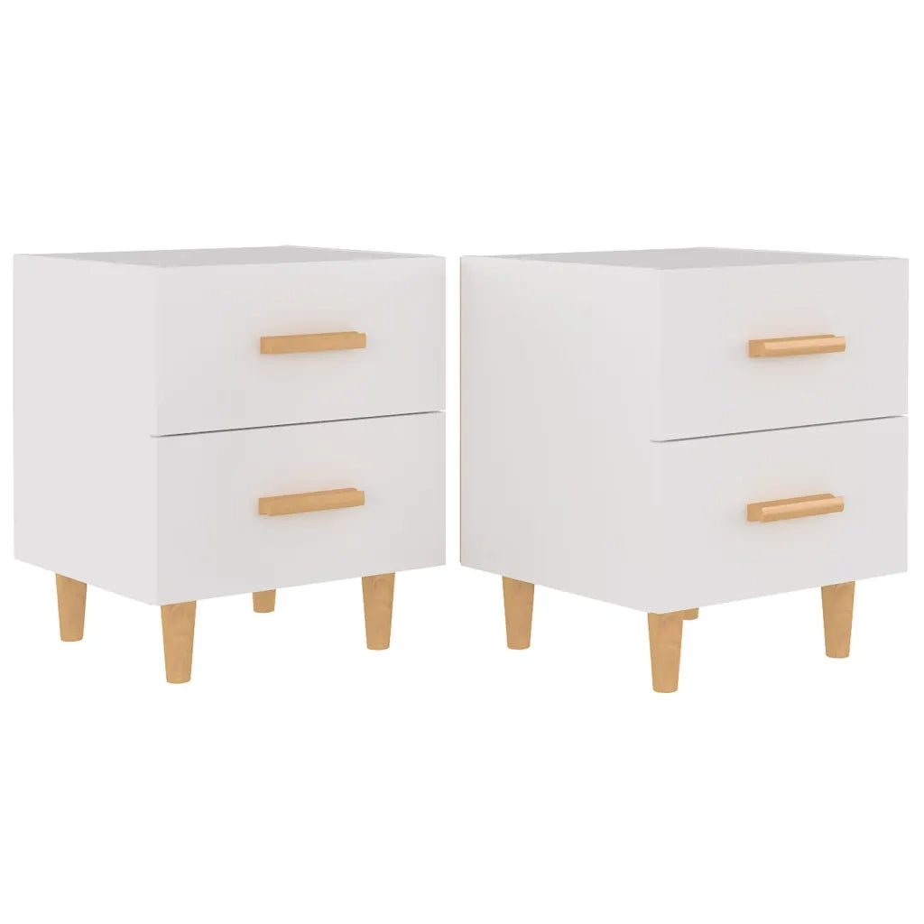 Set di 2 Comodini | Armadio da Notte | Mobiletto da notte Bianchi 40x35x47,5 cm