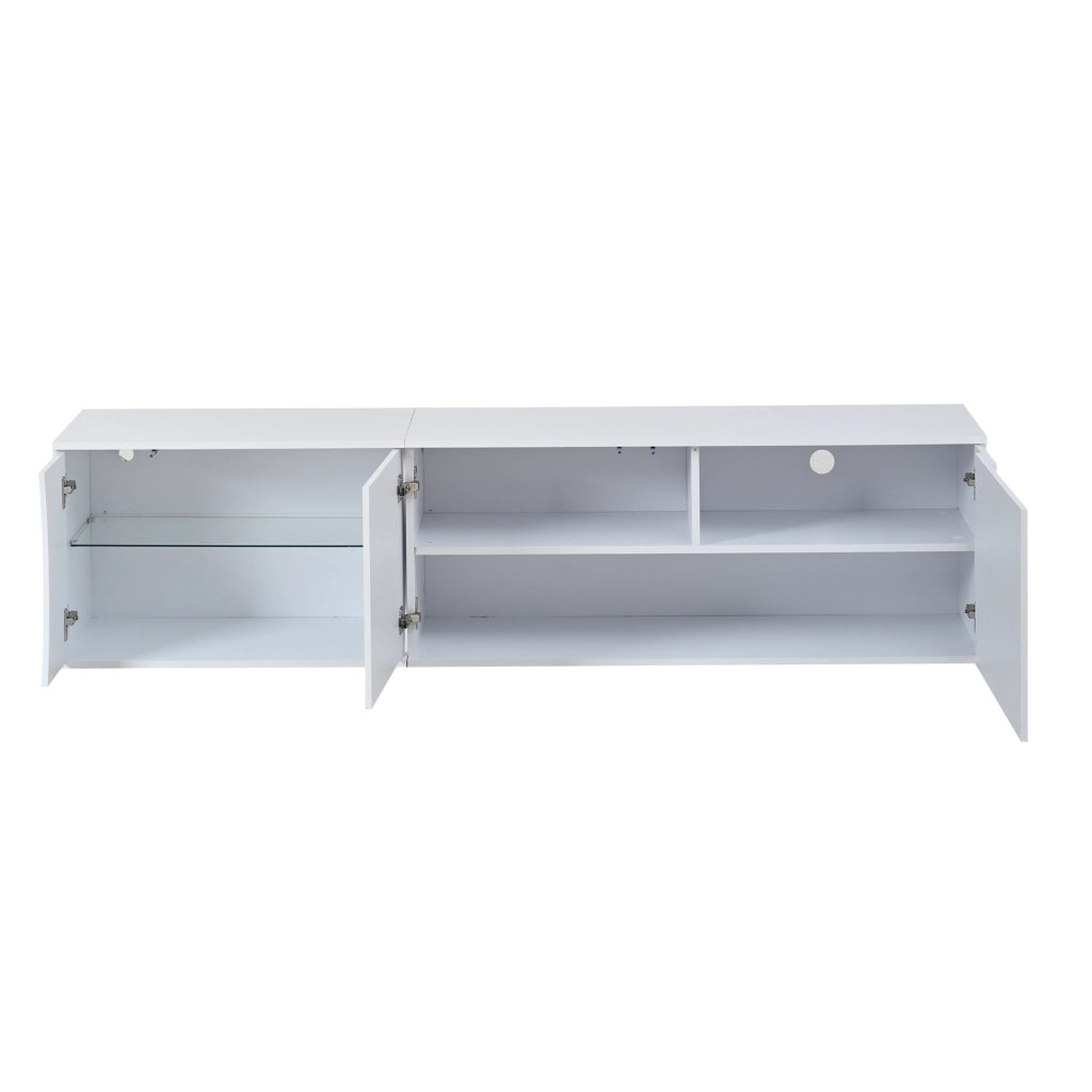 Mobile TV con 3 ante; ripiani e illuminazione LED - per soggiorno - 180 x 40 x 45 cm - bianco