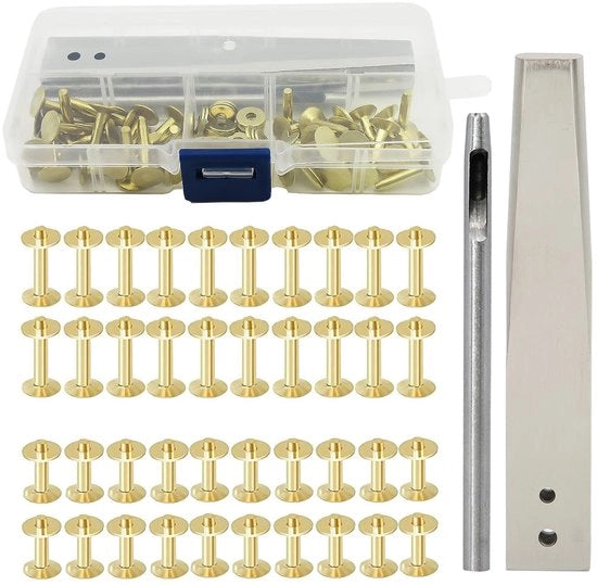 Set di chiodi a testa rotonda in rame - 14 mm/19 mm - per lavori in pelle - attrezzi di fissaggio