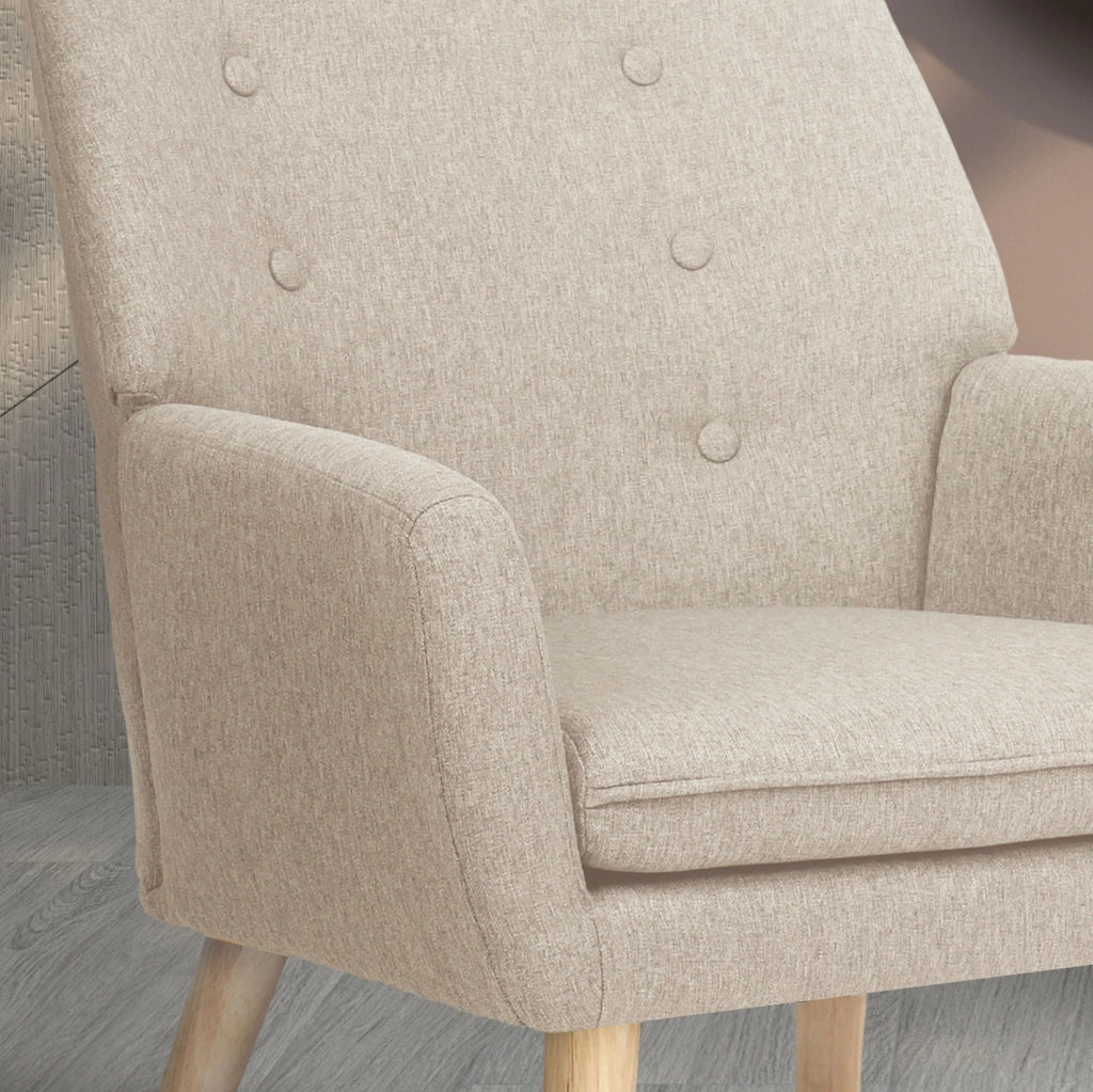 Poltrona Hispanohogar tessuto sabbia con gambe Hispanohogar legno 81x64x69