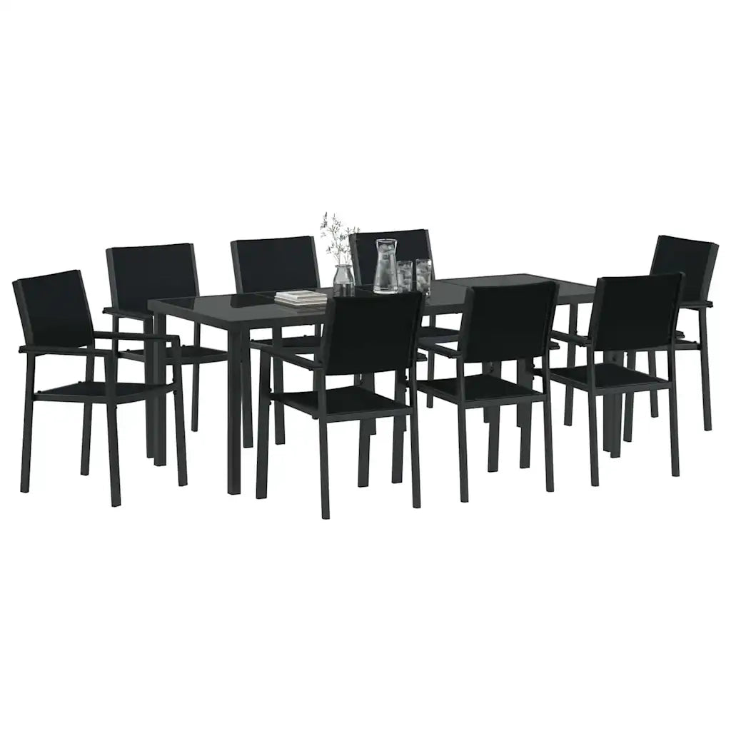 Set da Pranzo per Giardino 9 pcs Nero 3379155
