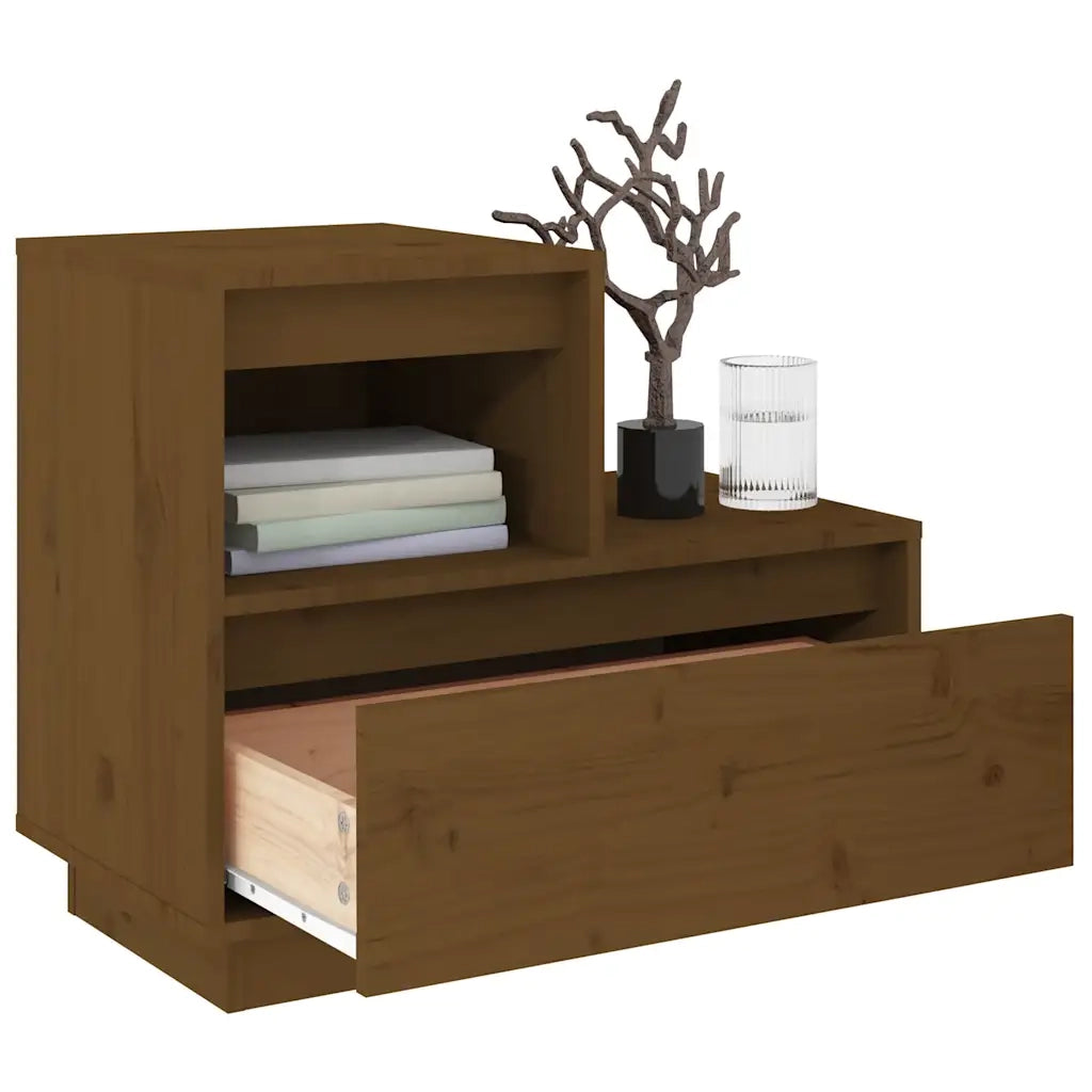 Comodini 2 pz Marrone Ambrato 60x34x51 cm in Legno di Pino 814381