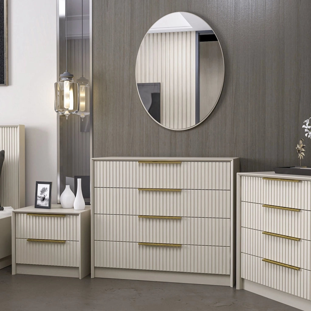 Cassettiera in legno "Kale" - 100 x 45 x 85 cm - Beige