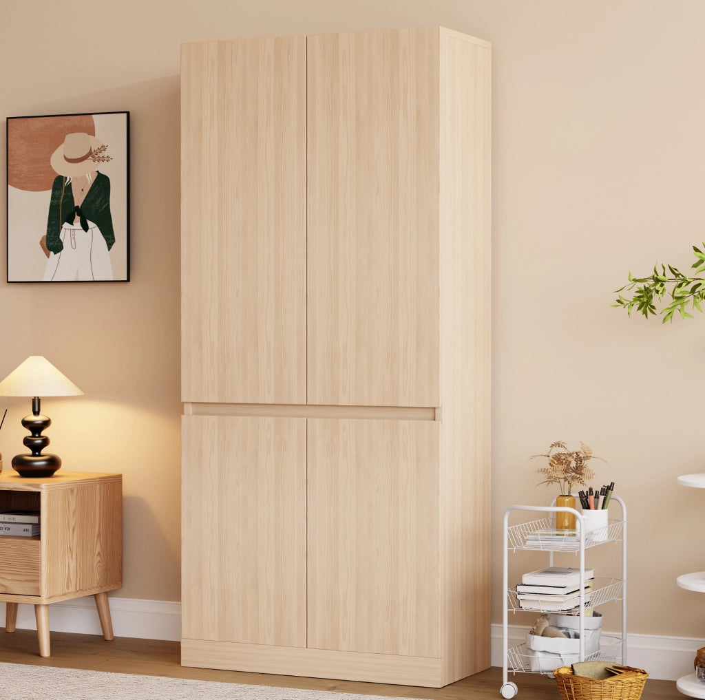 Armadio a due ante 70 x 40 x 170 cm in legno colore naturale; con ampio spazio interno