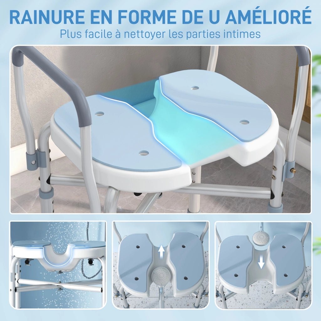 Sedia da doccia con braccioli ¨C Minimal ¨C blu chiaro 53x36x64-75 cm
