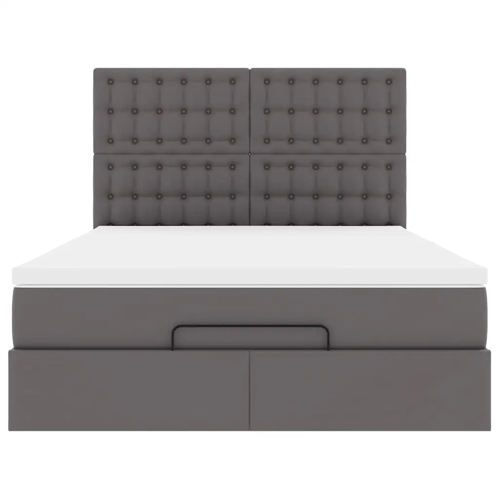 Struttura Letto Pouf con Materasso Grigio 140x190 cm Similpelle 3313853