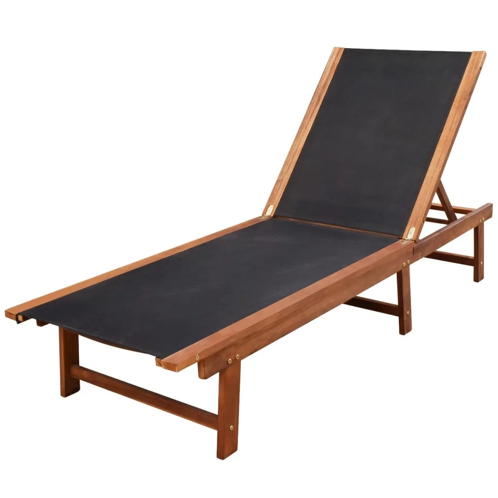 vidaXL Lettini Prendisole 2 pz con Tavolo in Massello Acacia Textilene