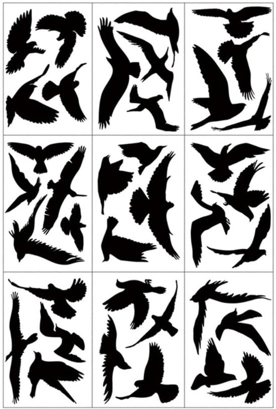 Decorative Stickers per Parete 9 pezzi - Forme di Uccelli Decorative - Protezione Uccelli - Stickers Statici - Doppia Facia Stampata - Materiali PVC - Stickers Decorativi