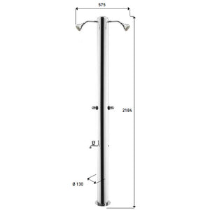 Doccia da Giardino Doppia 2 Rubinetti e Lavapiedi ATI Docce MUL-2R Inox Anodizzato