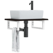 Ripiano a Parete per Lavabo-Mensole a Muro in Acciaio e Massello di Rovere 407199