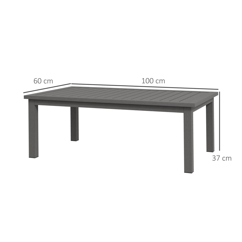 Tavolino rettangolare con piano a doghe ¨C Zephmum ¨C Marrone, Alluminio, 100x60x37 cm