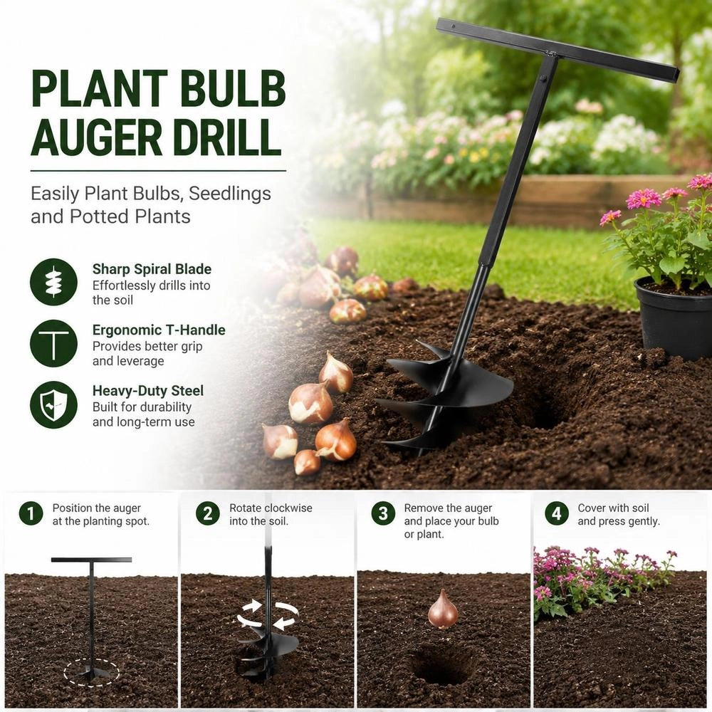 Earth Auger With Handle 250 Mm Steel Black