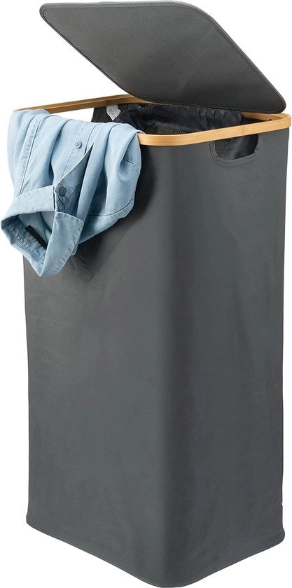 Contenitore per lavanderia con sacchetto lavabile e coperchio ca. 100 litri (grigio)