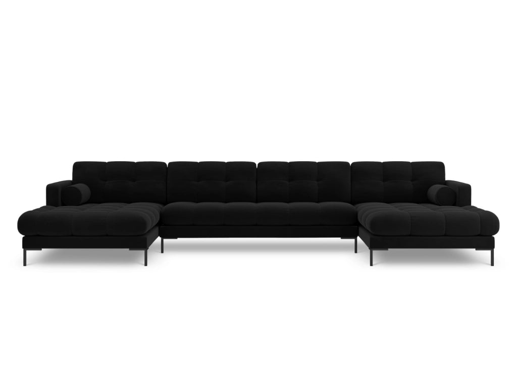 Cosmopolitan Design - Divano panoramico "Bali" 7 posti in velluto nero 