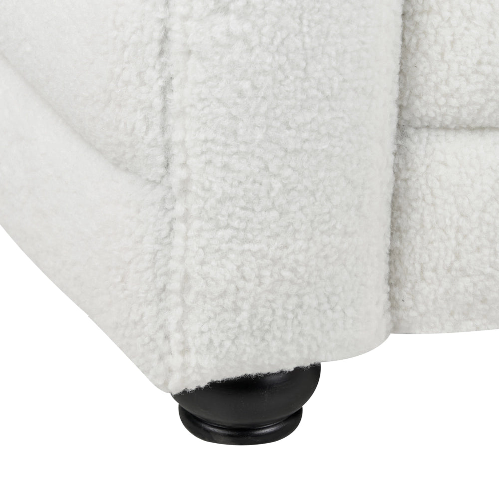 Divano a 3 posti rivestito in tessuto poliestere bouclè bianco sporco design moderno