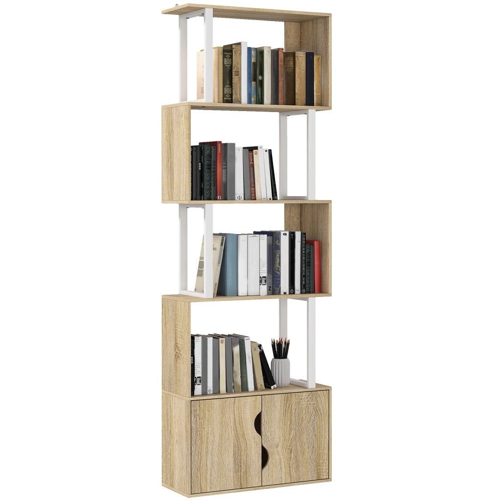 Libreria con ante e ripiani ¨C zephmum ¨C legno naturale 60x24x179 cm