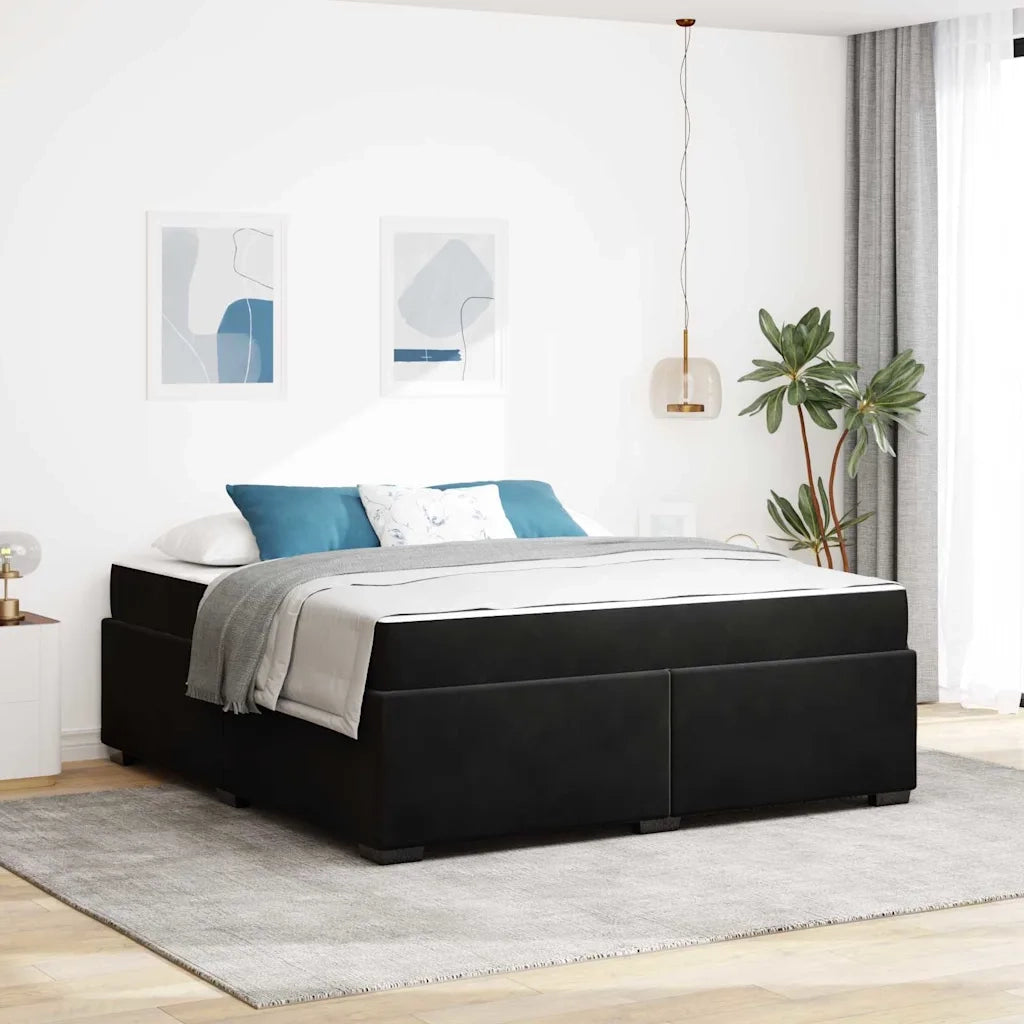 Struttura del letto con materasso Nero 180 x 200 cm Tessuto