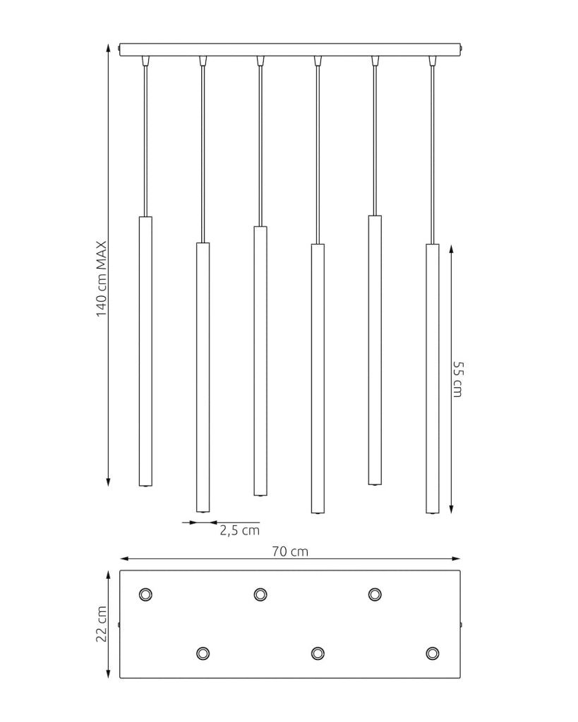 Lampada a sospensione SELTER 6xG9 grigio metallo Emibig