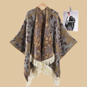 Sciarpa da viaggio da donna in stile vintage con frange, mantello esterno, cappa