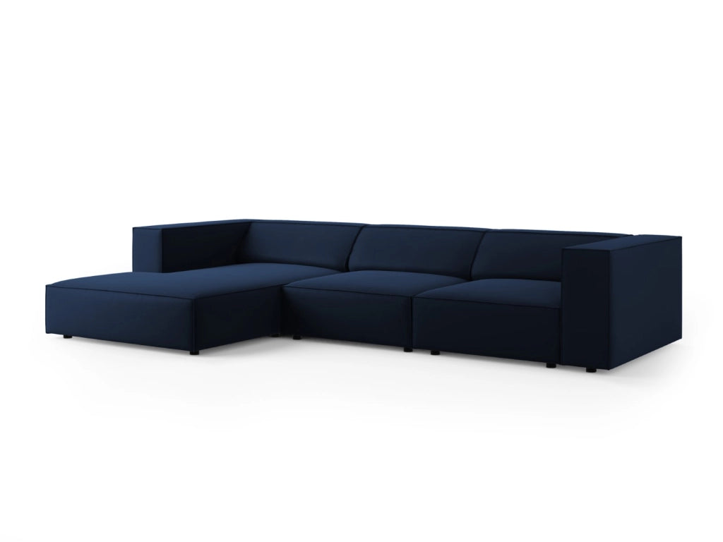 Cosmopolitan Design - Divano angolare sinistro "Arendal" 4 posti in velluto blu reale 