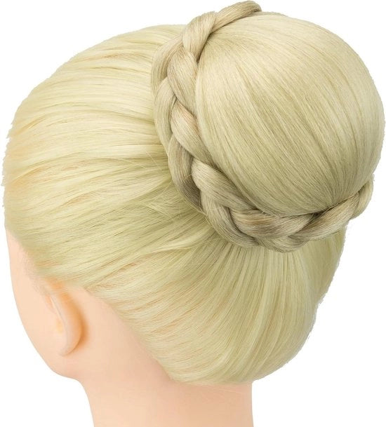 Copricapo donut per capelli in seta, per donne, per cerimonie di nozze, pruika con nodo, per donne, colore biondo chiaro, M3