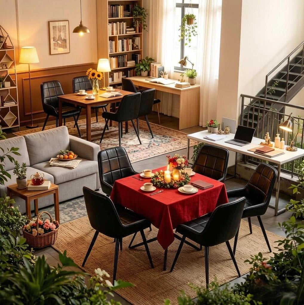 Set di 4 sedie da pranzo in similpelle nera