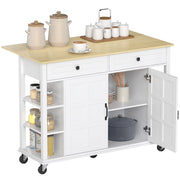 Isola Cucina con Ruote e Piano Pieghevole ¨C Minimal ¨C Bianco