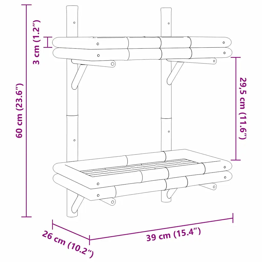 vidaXL Ripiano a Muro con lo scaffale Marrone 45 x 26 x 60 cm Bambù