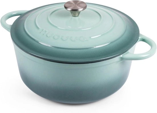 Pentola in acciaio inossidabile con coperchio - 6,4L, pentola forno resistente, rivestimento geammatellato, 28 cm, antiscivente, adatta per induzione