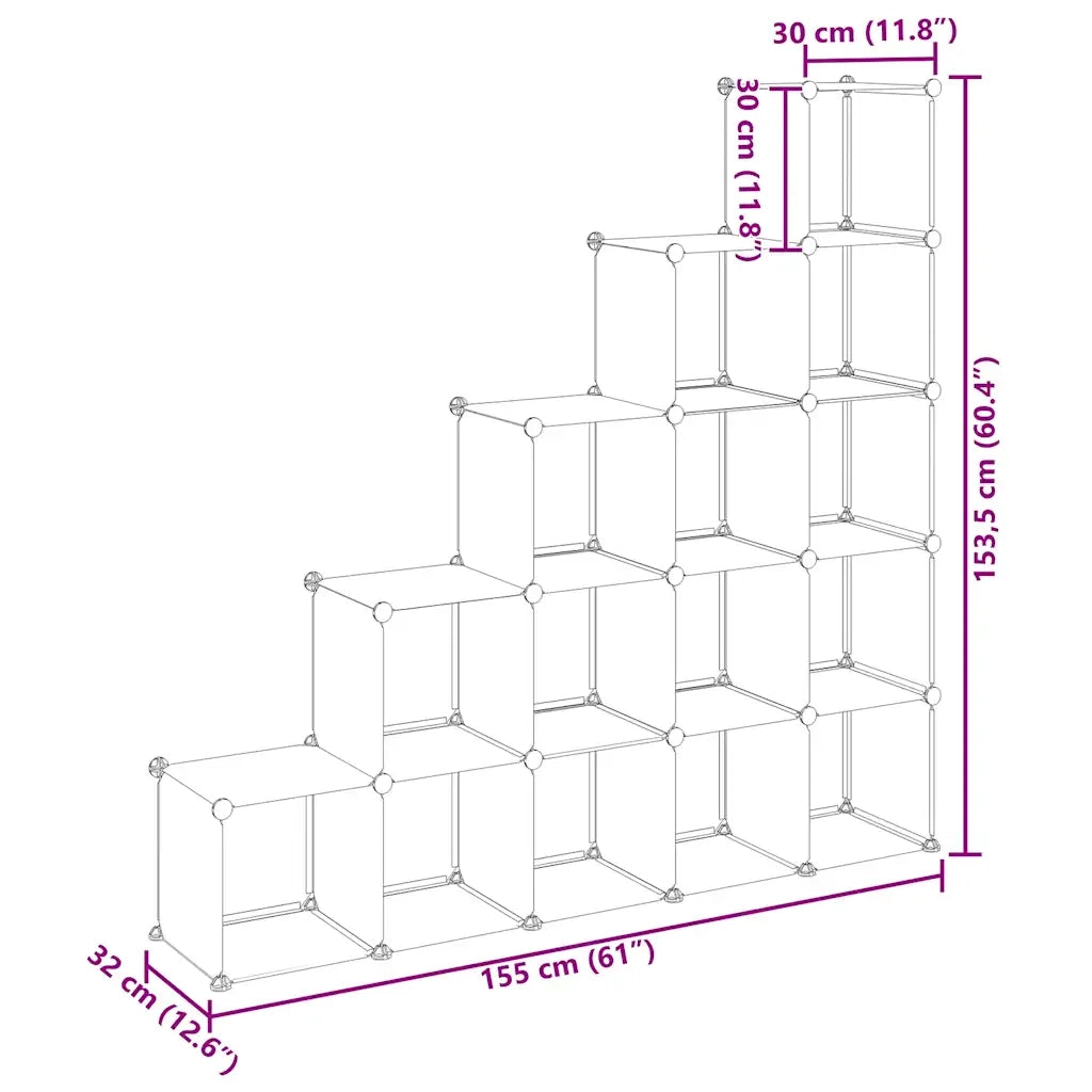 Organizzatore Portaoggetti con 15 Cubi Trasparenti in PP CFW5999289
