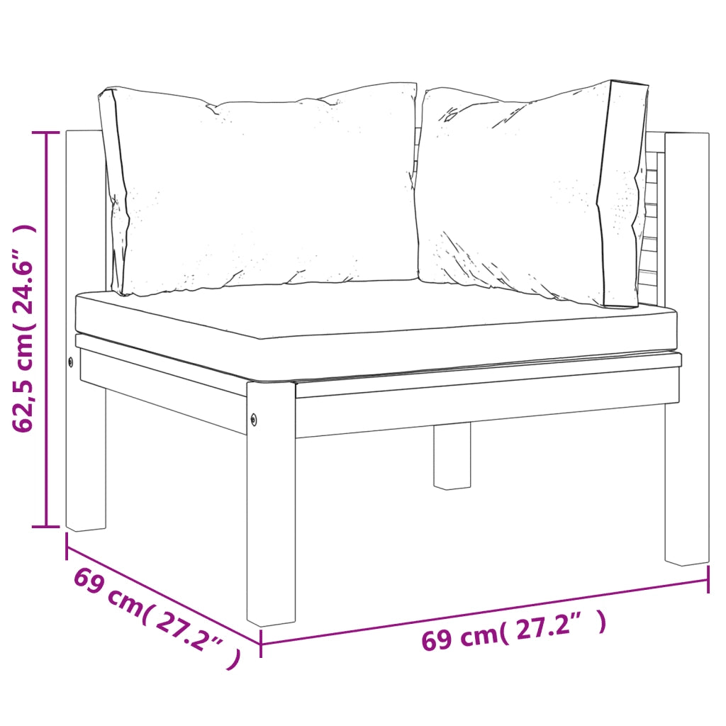 Set Divani da Giardino 3 pz con Cuscini in Massello di Acacia cod mxl 46348