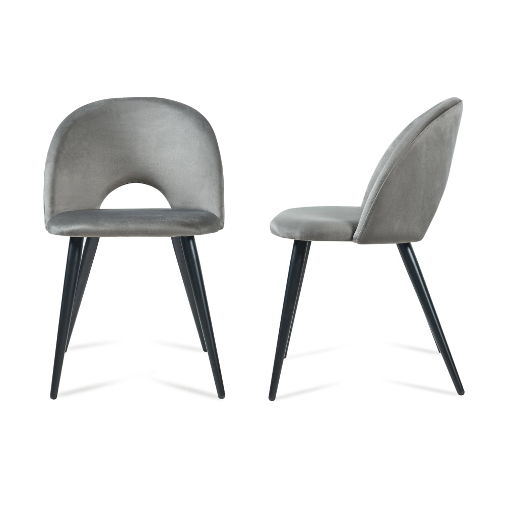 Set Karijoki di 2 Sedie Imbottite da Sala Pranzo Effetto Velluto - Grigio / Nero [en.casa]